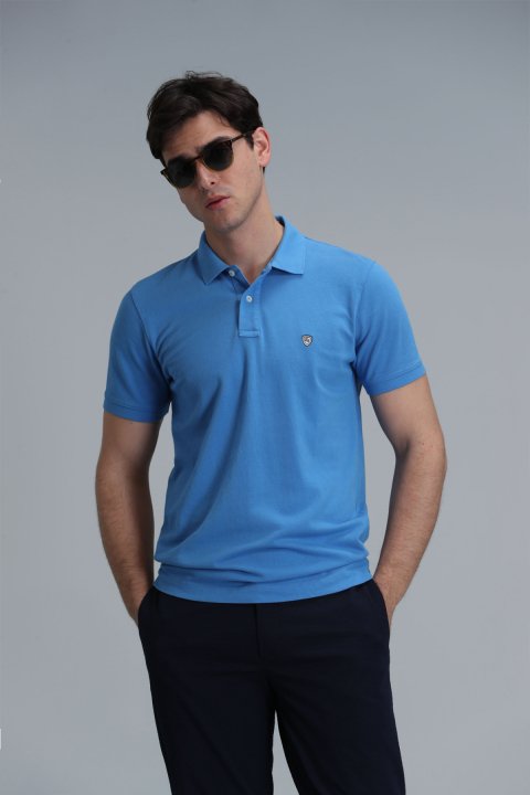 Laon Smart Men's Polo T-Shirt Slim Fit Light Blue - LUFIAN