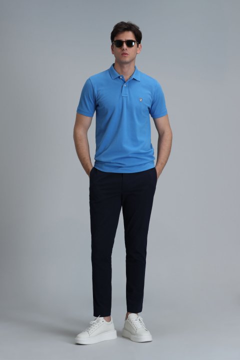 Laon Smart Men's Polo T-Shirt Slim Fit Light Blue - LUFIAN (1)