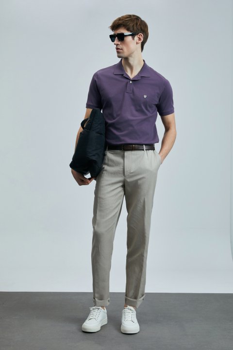 Laon Smart Men's Polo T-Shirt Plum - LUFIAN (1)