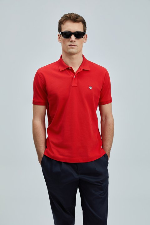 Laon Smart Men's Polo T-Shirt Red - LUFIAN