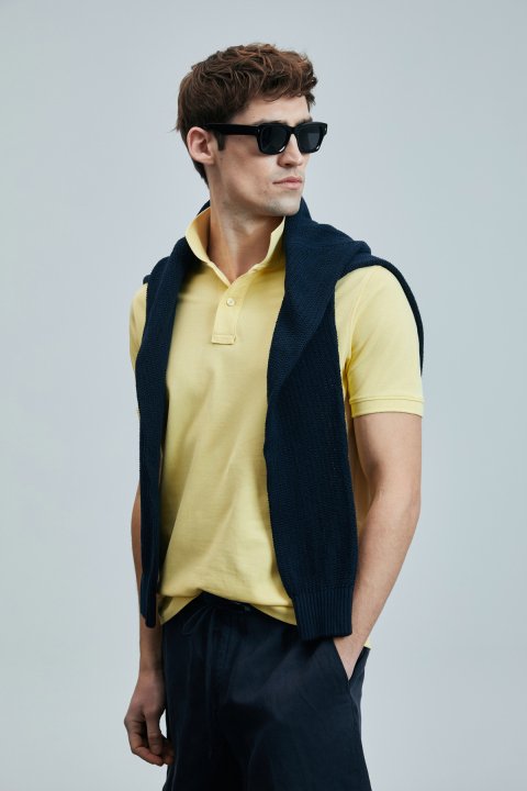 Laon Smart Men's Polo T-Shirt Yellow - LUFIAN