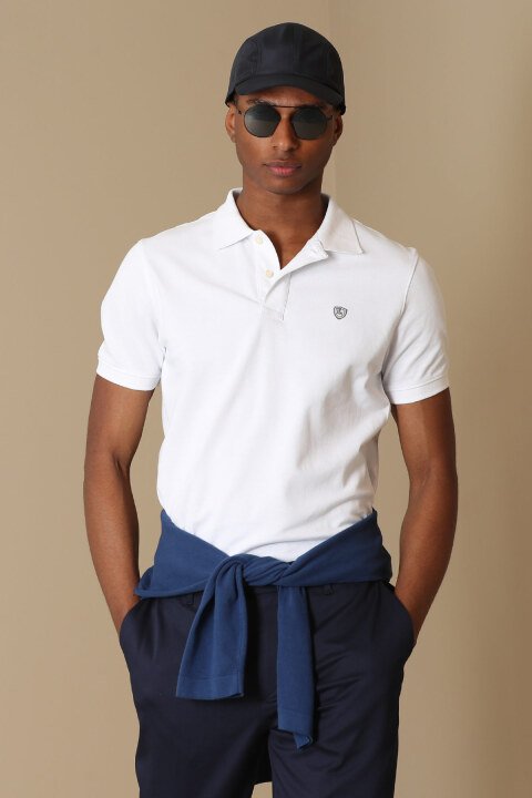 Laon Sports Polo Yaka Mens T - Shirt Whıte - Lufian