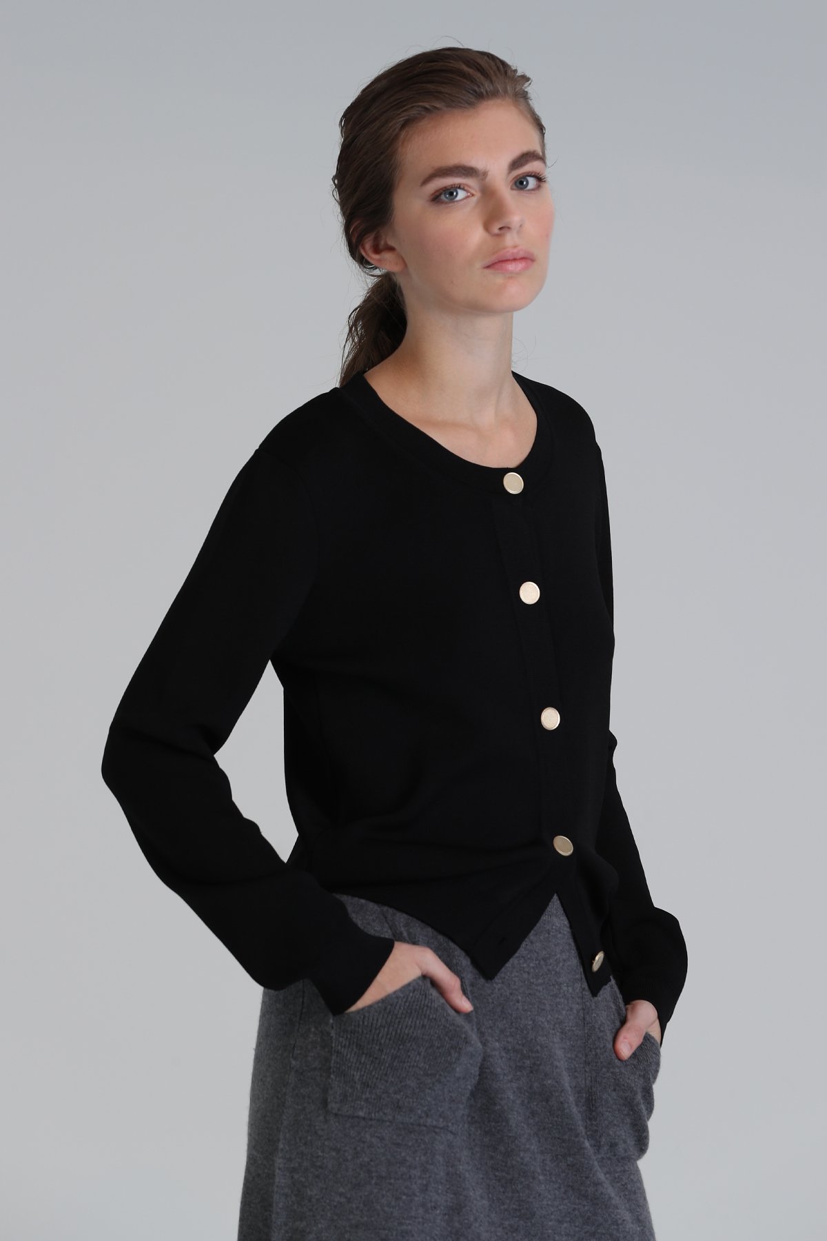 Leeds Women's Cardigan Black - LUFIAN