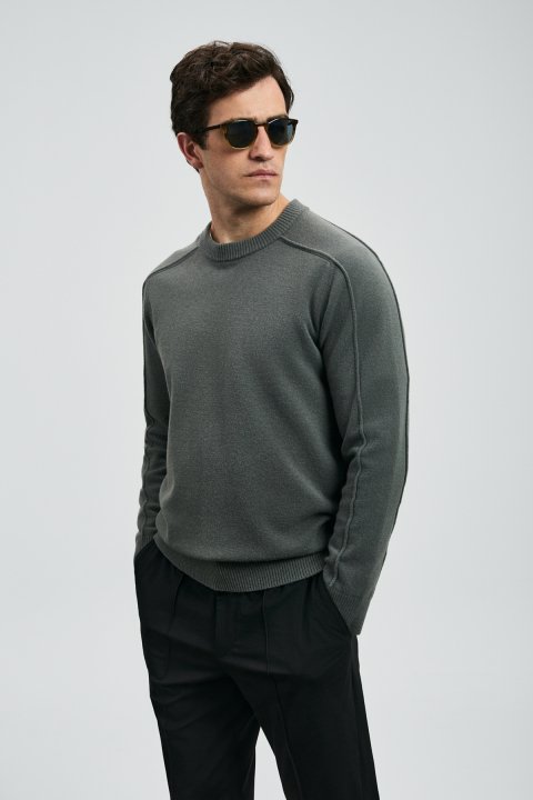 Les Men's Sweater Smoke Green - LUFIAN
