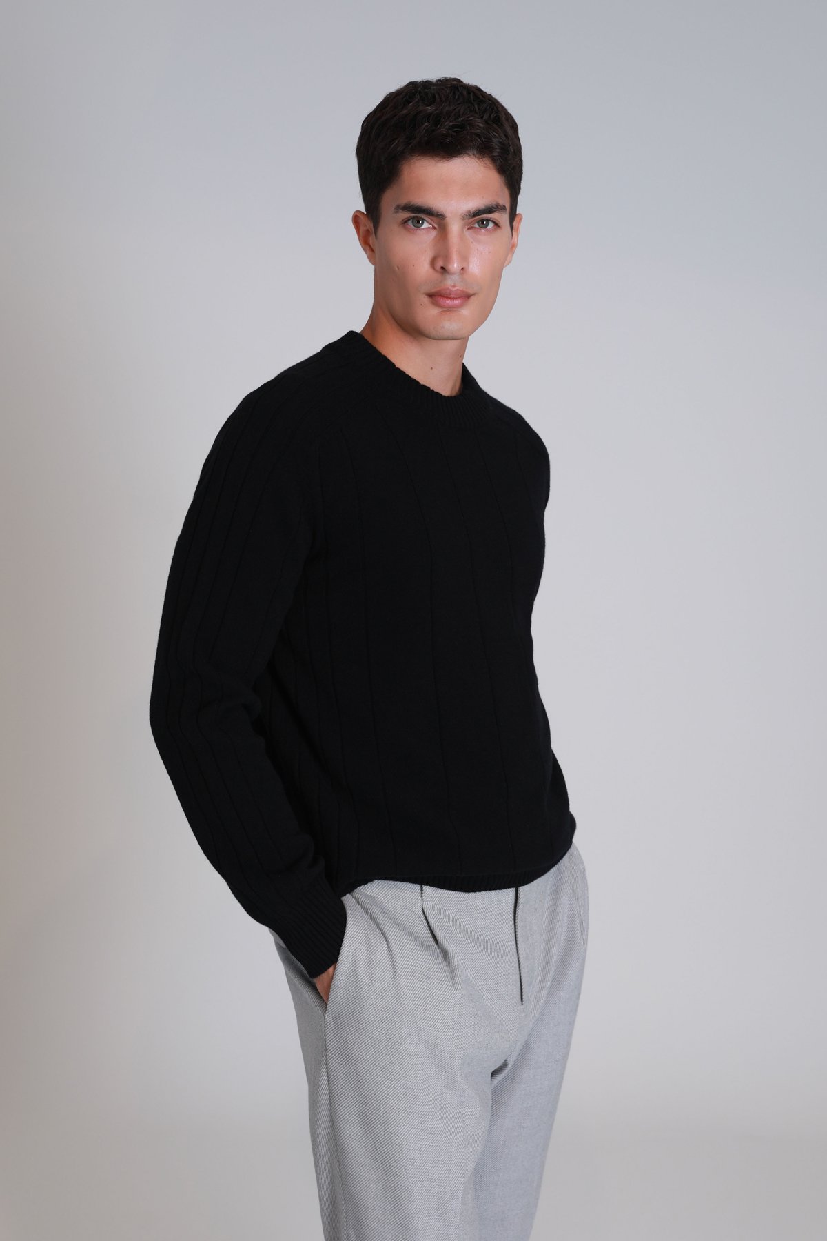 Lıght Men's Sweater Black - LUFIAN