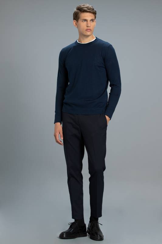 Liza Smart Mens Chino Pants Slım Fıt Navy - 3