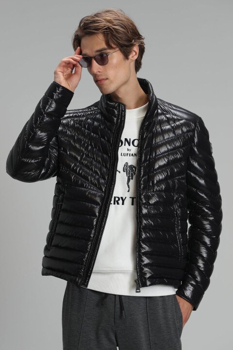 Luc Goose Feather Male Coat Black - Lufian