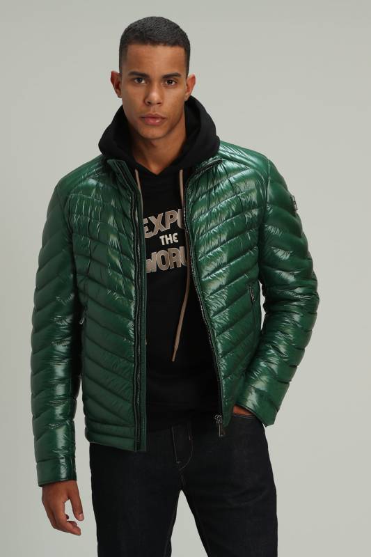 Luc Goose Feather Male Coat Green - 1