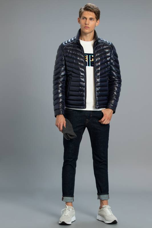 Luc Goose Feather Male Coat Navy - 1