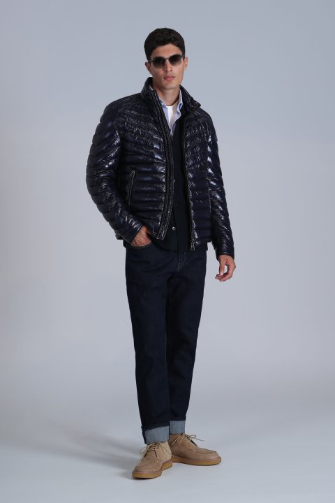 Luc Goose Down Men's Coat Navy Blue - LUFIAN