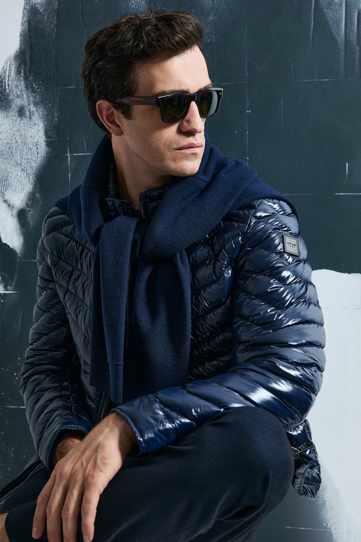 Luc Goose Down Men's Coat Navy Blue - LUFIAN