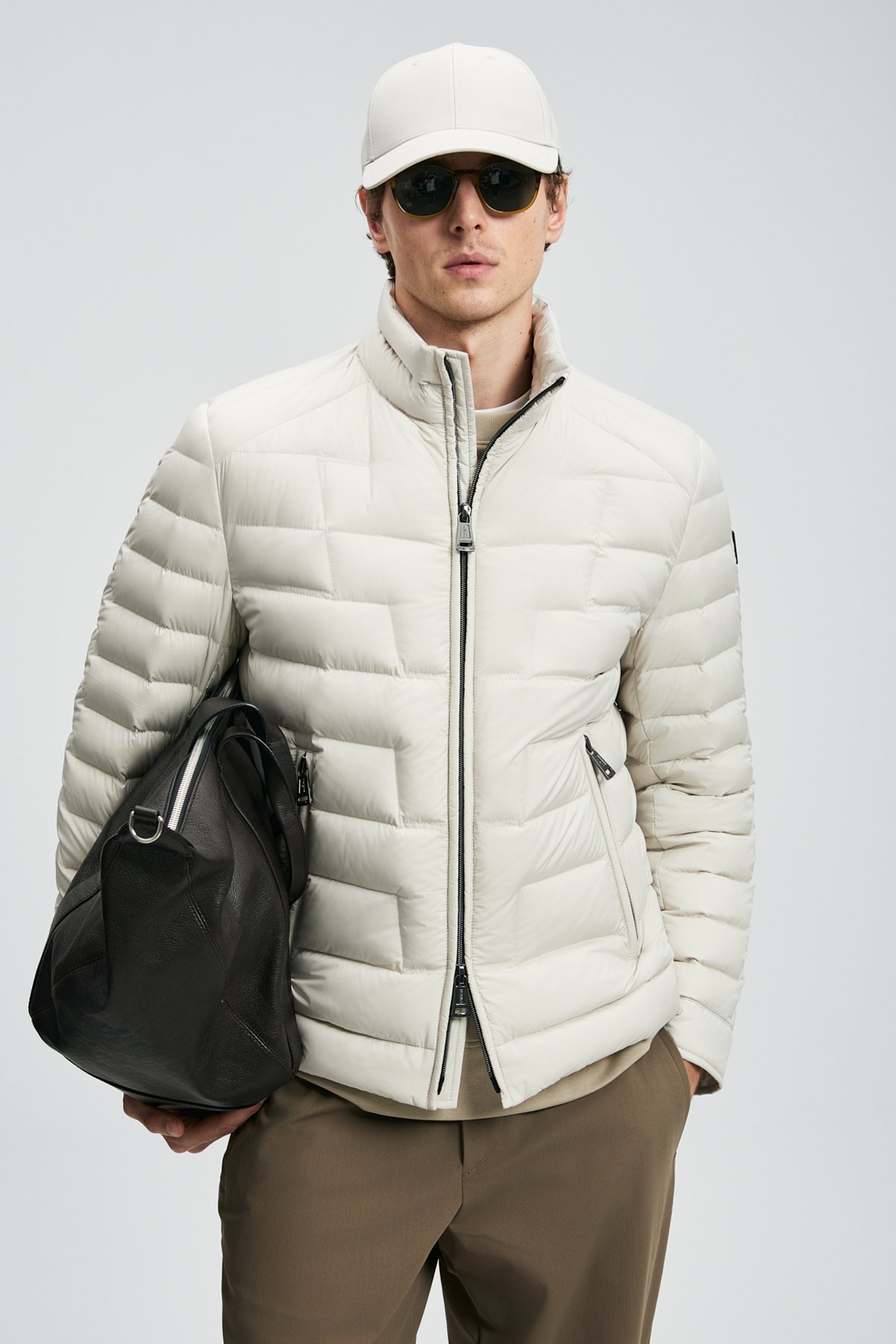 Lukas Goose Down Men's Coat Ecru - LUFIAN
