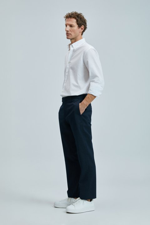 Lukaso Smart Men's Chino Pants Slim Fit Navy Blue - LUFIAN