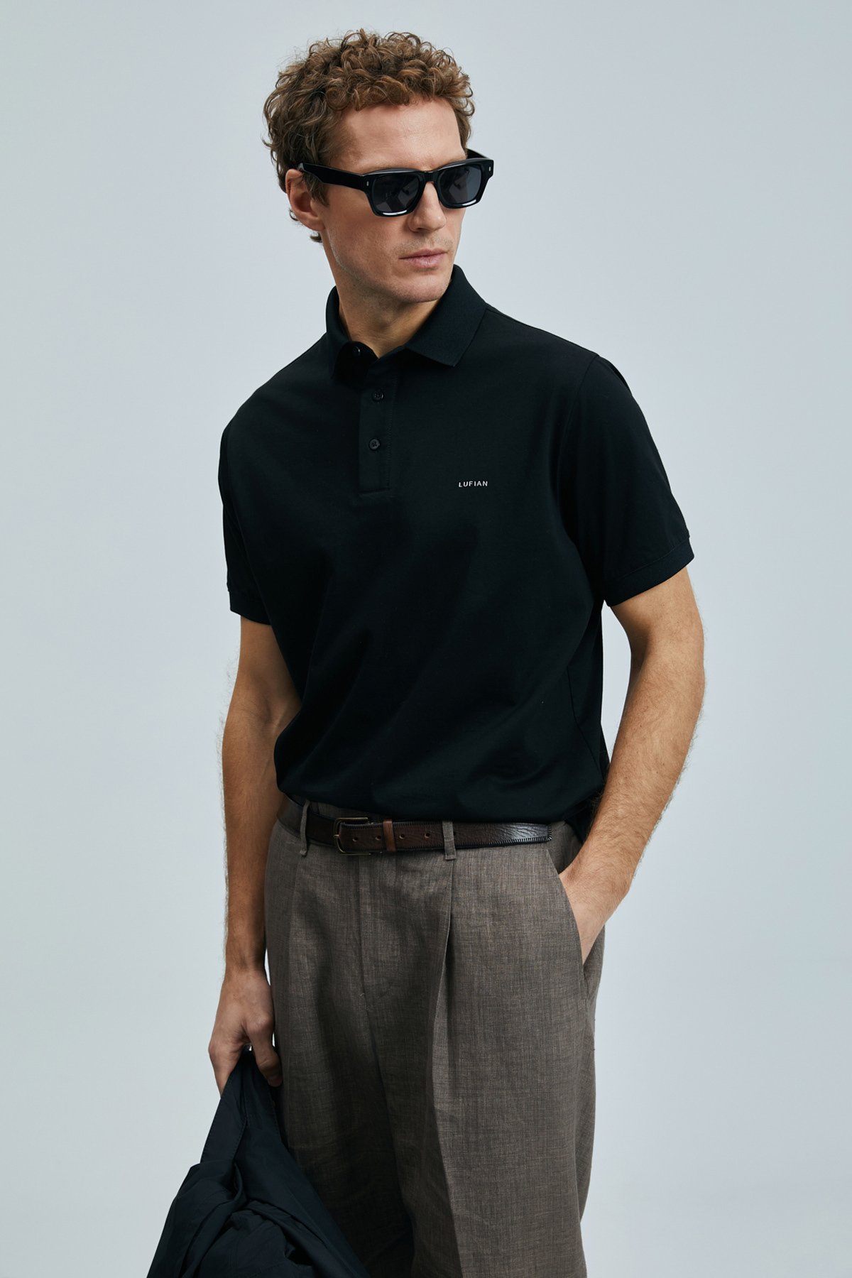 Luna Smart Men's Polo T-Shirt Black - LUFIAN (1)