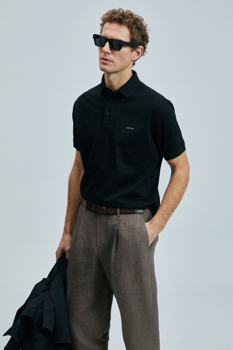 Luna Smart Men's Polo T-Shirt Black - LUFIAN