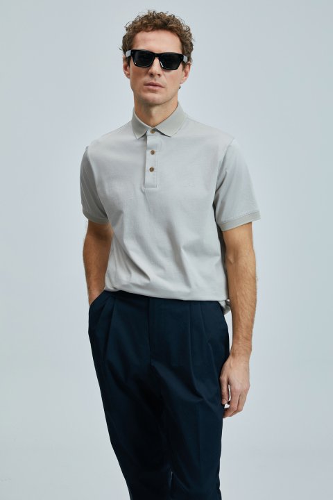 Luna Smart Mens Polo T - Shirt Beıge - Lufian