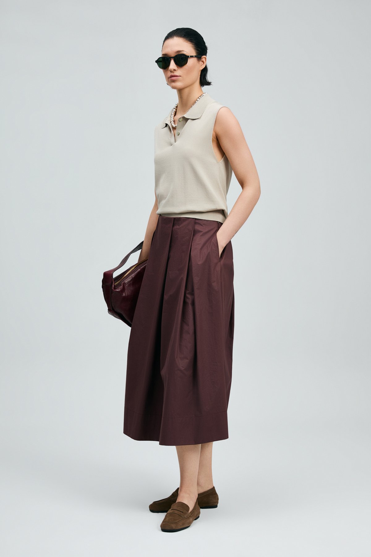 Luna Women's Skirt Dark Brown - LUFIAN