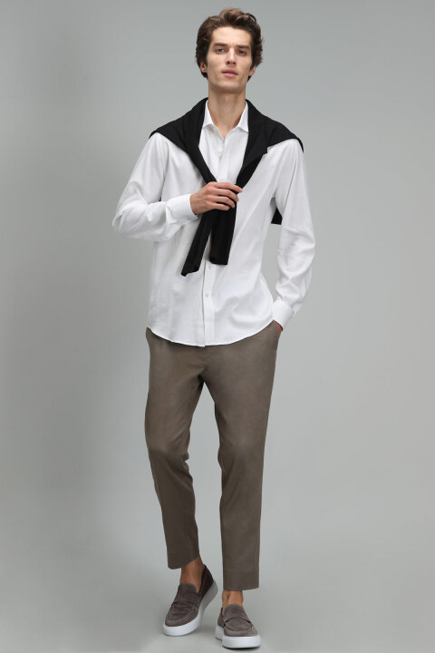 Lus Sports Mens Chino Pants Slım Fıt Mınk - Lufian