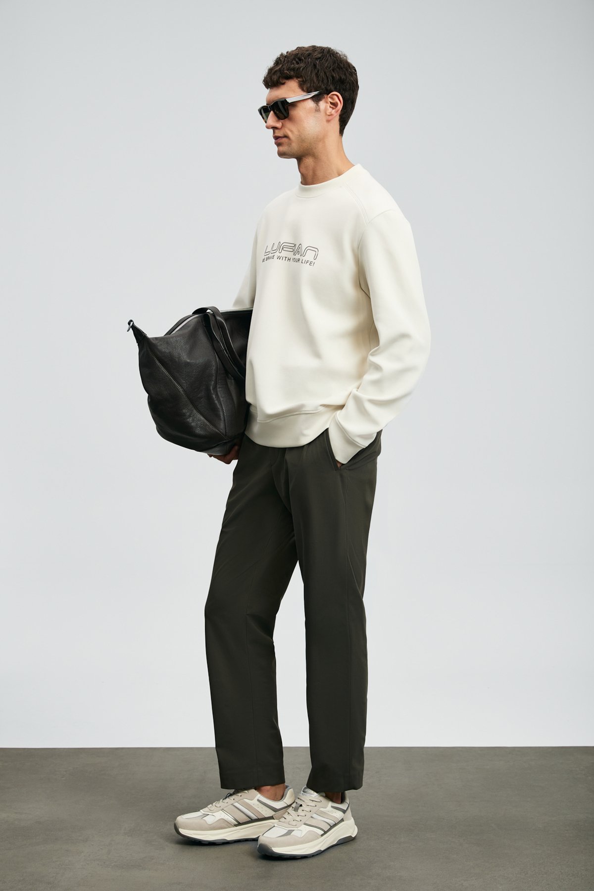 Luther Men's Sweatshirt Ecru - LUFIAN (1)