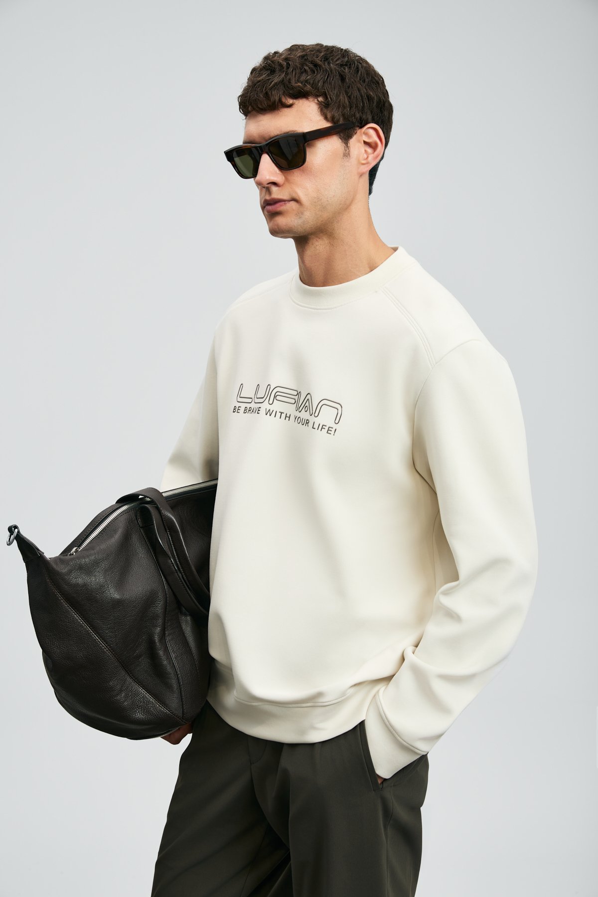 Luther Men's Sweatshirt Ecru - LUFIAN