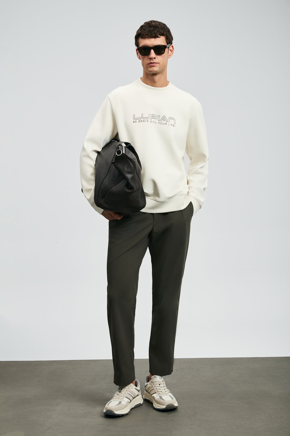 Luther Men's Sweatshirt Ecru - LUFIAN