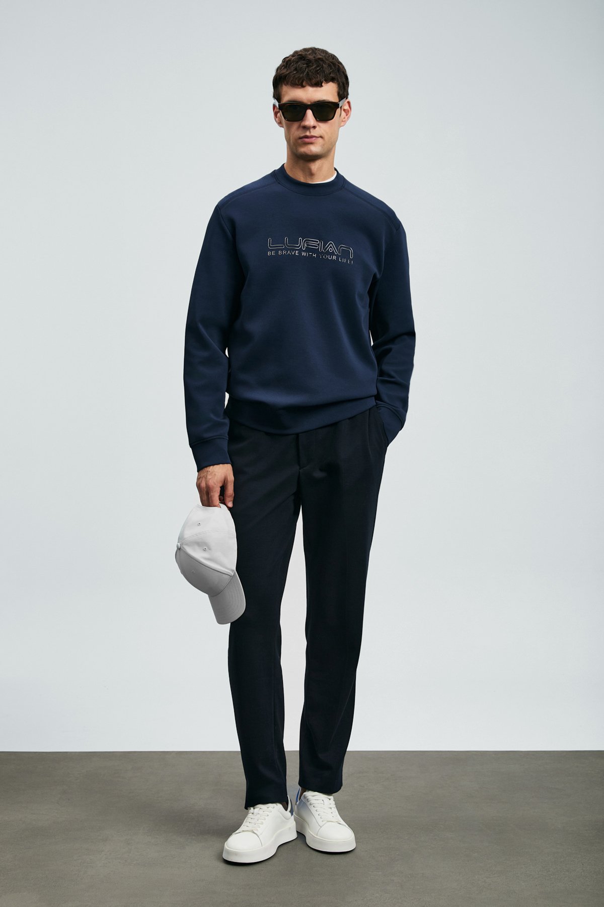 Luther Men's Sweatshirt Navy Blue - LUFIAN