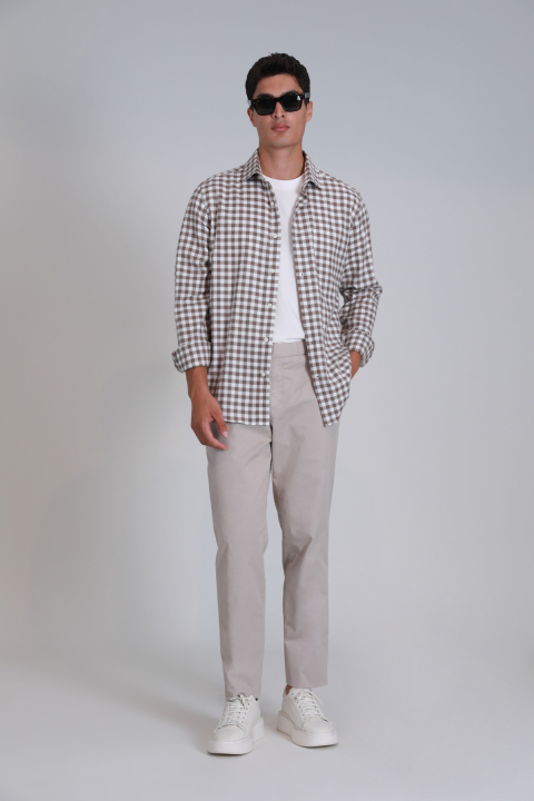 Madrid Men Basic Shirt Slım Fıt Camel - Lufian (1)