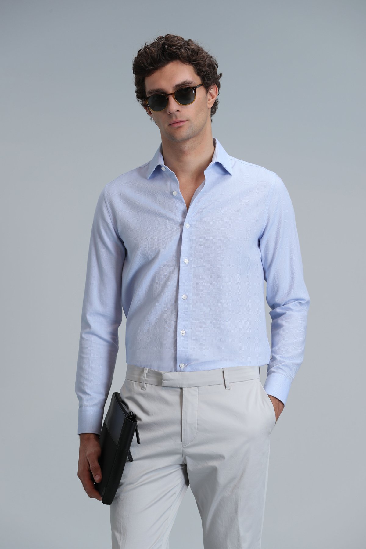Madrıd Men's Basic Shirt Comfort Fit Dark Blue - LUFIAN