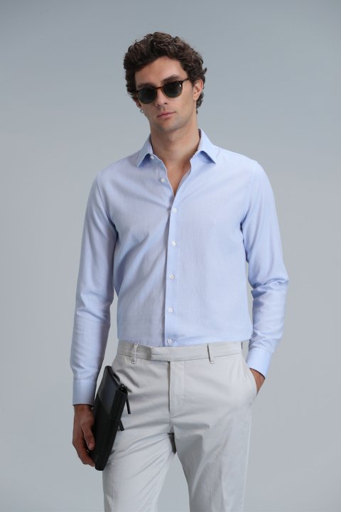 Madrıd Men's Basic Shirt Comfort Fit Dark Blue - LUFIAN