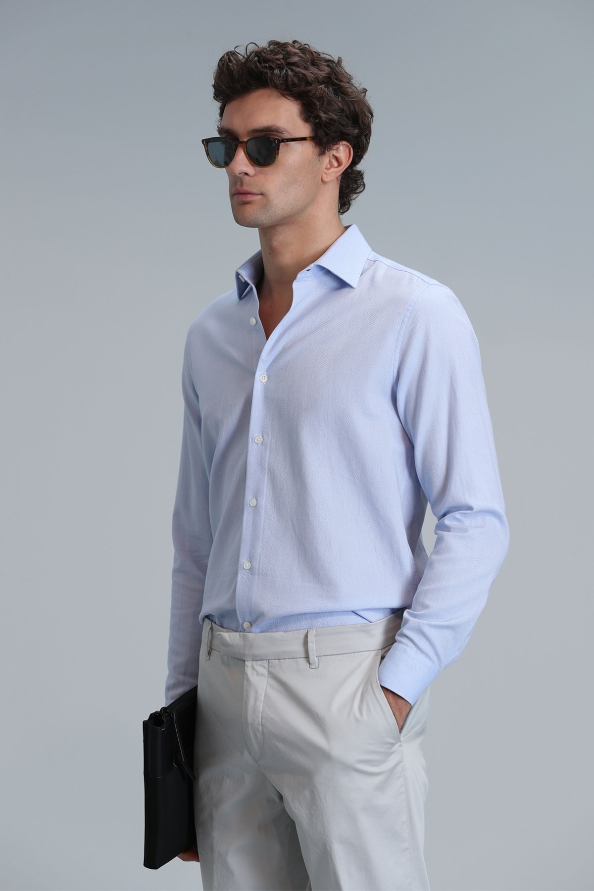 Madrıd Men's Basic Shirt Comfort Fit Dark Blue - LUFIAN
