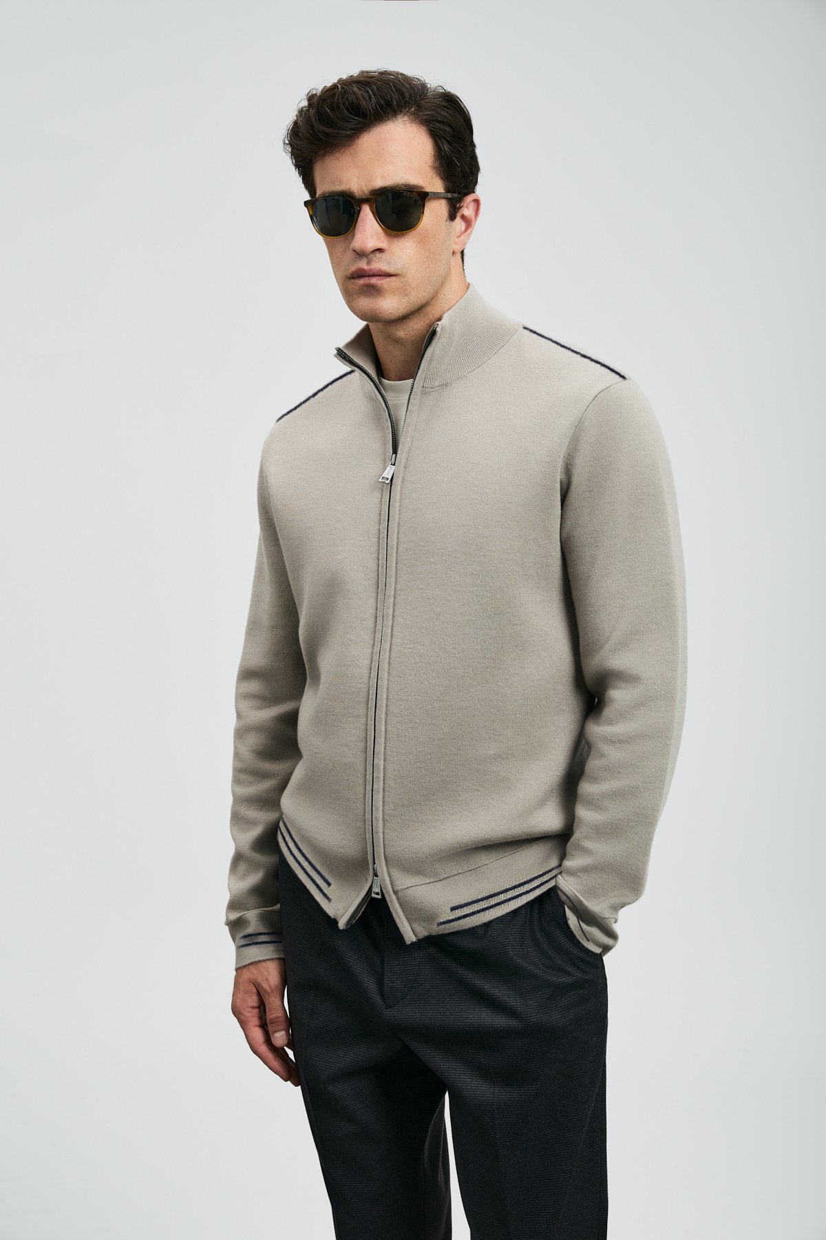 Male Cardigan Beıge - Lufian