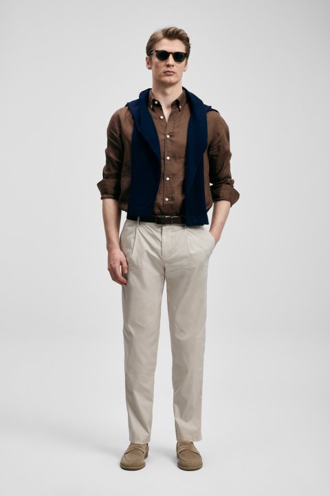 Malrıc Smart Men's Chino Pants Slim Fit Beige - LUFIAN