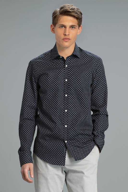 Manteli Mens Smart Shirt Slım Fıt Navy - 1