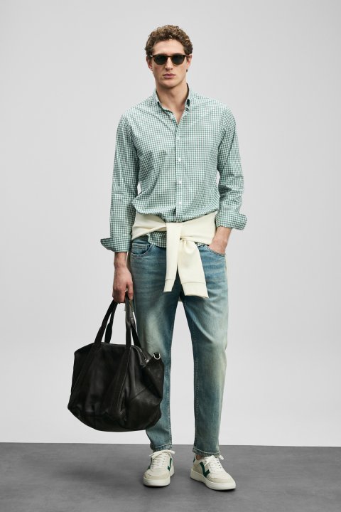 Marco Men's Basic Shirt Regular Fit Green - LUFIAN
