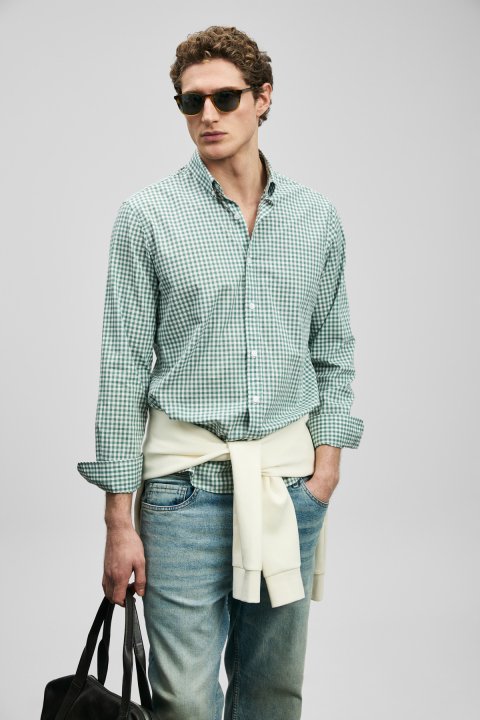 Marco Men's Basic Shirt Regular Fit Green - LUFIAN