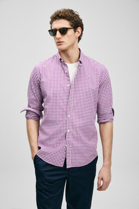 Marco Men's Basic Shirt Regular Fit Purple - LUFIAN