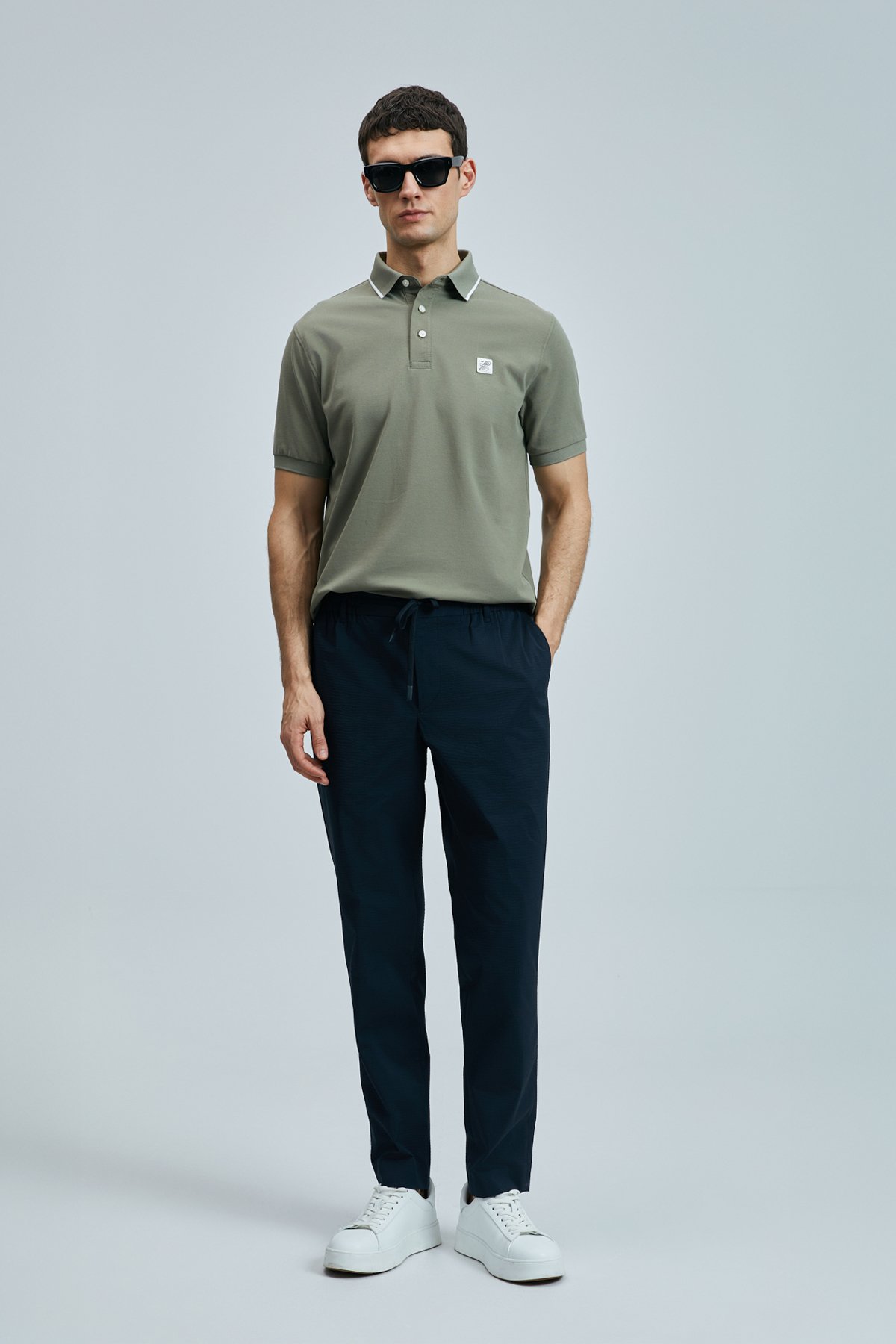 Marco Smart Men's Chino Pants Slim Fit Navy Blue - LUFIAN