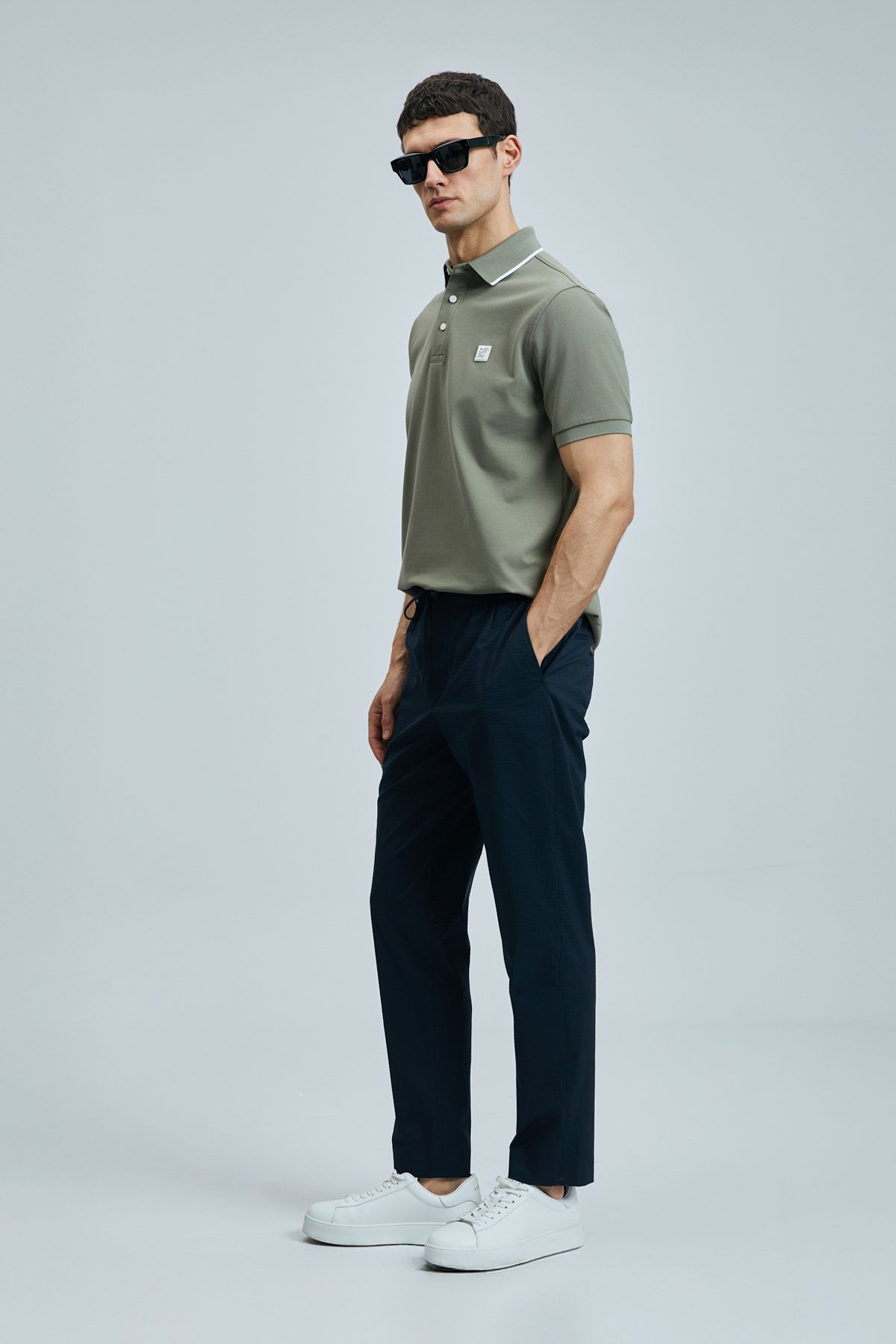 Marco Smart Men's Chino Pants Slim Fit Navy Blue - LUFIAN