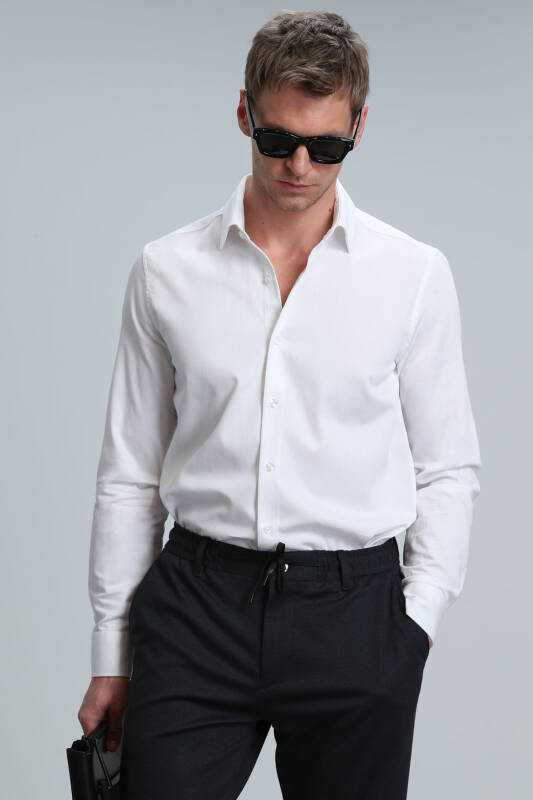 Marıne Men Basic Shirt Comfort Fit Whıte - 5