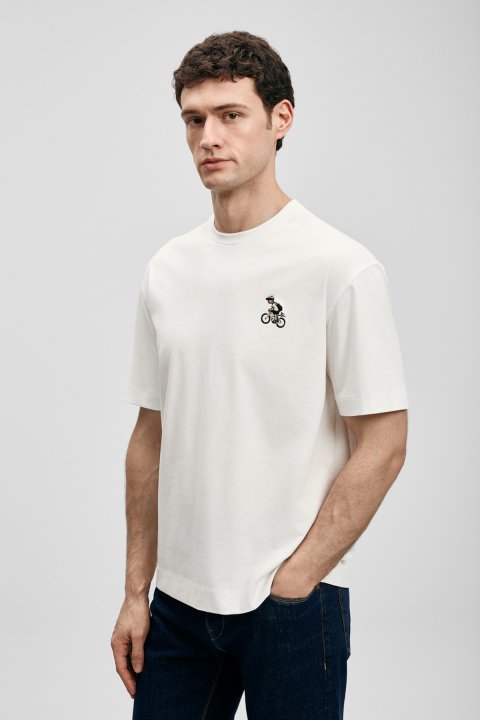 Marıo Modern Graphic T-Shirt Off White - LUFIAN