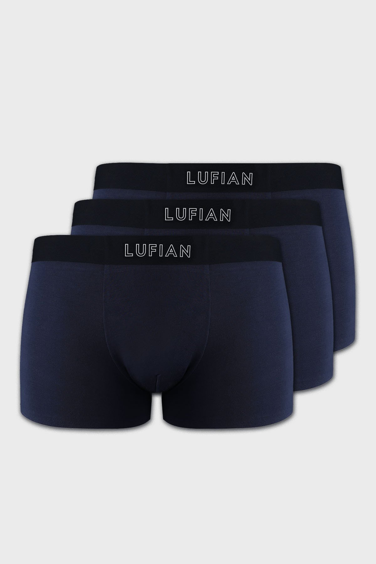 Mark 3 Pcs Men's Modal Seamless Boxer Navy Blue - LUFIAN