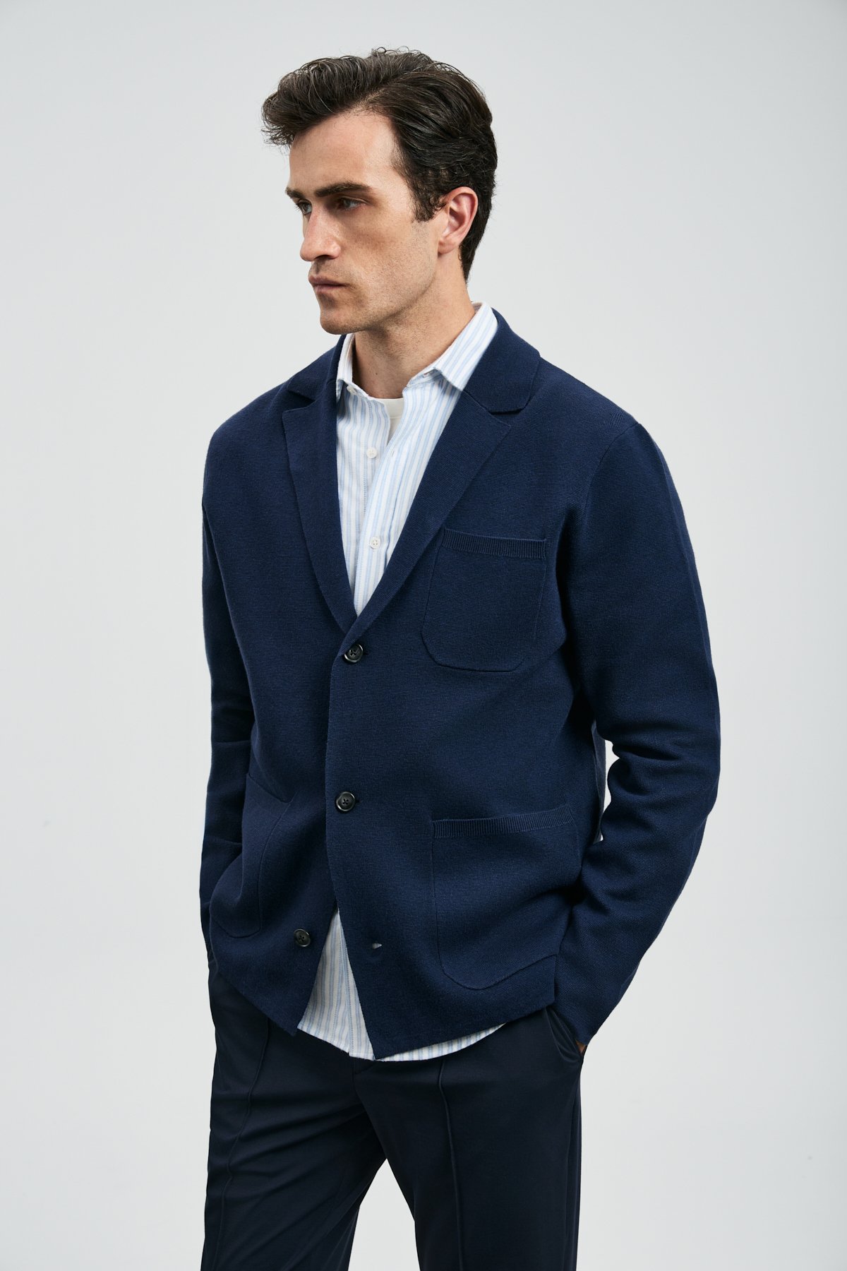Mars Men's Cardigan Navy Blue - LUFIAN