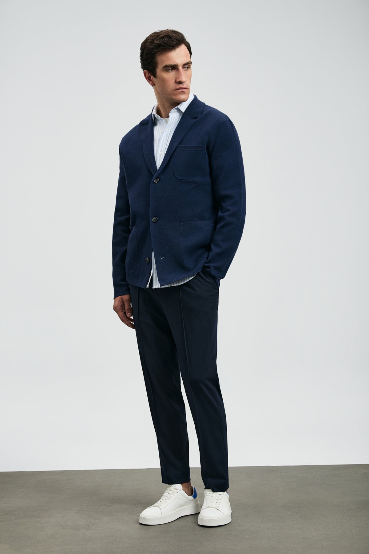 Mars Men's Cardigan Navy Blue - LUFIAN