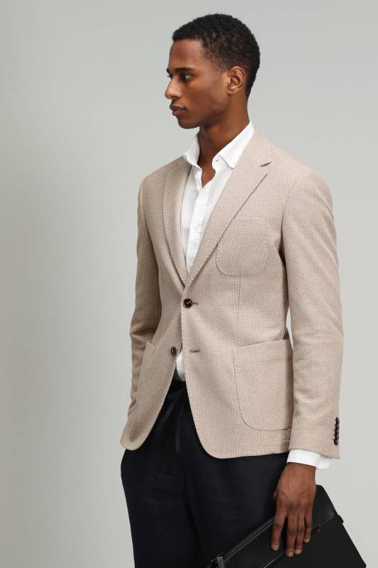 Martın Sports Mens Blazer Jacket Slım Fıt Beıge - 3