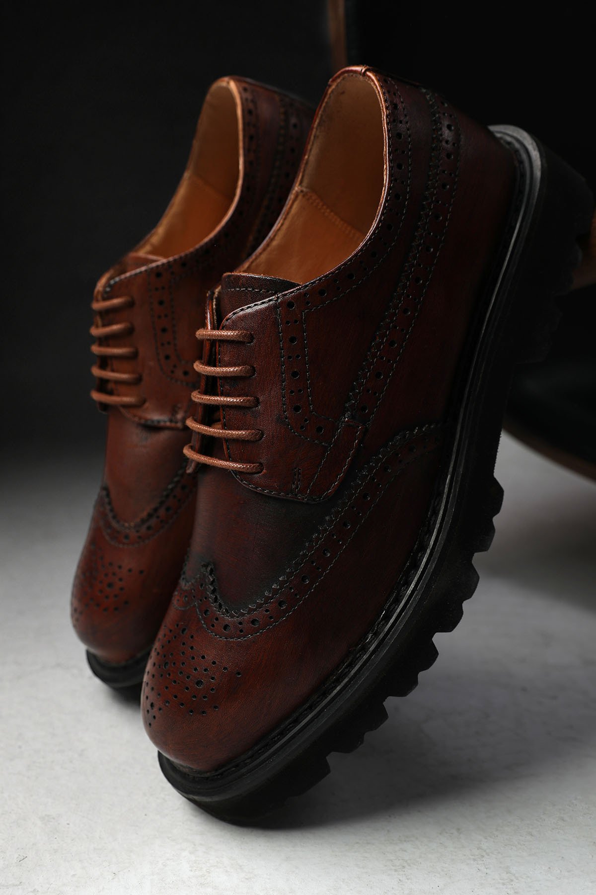 Mary Women's Leather Shoes Brown - LUFIAN