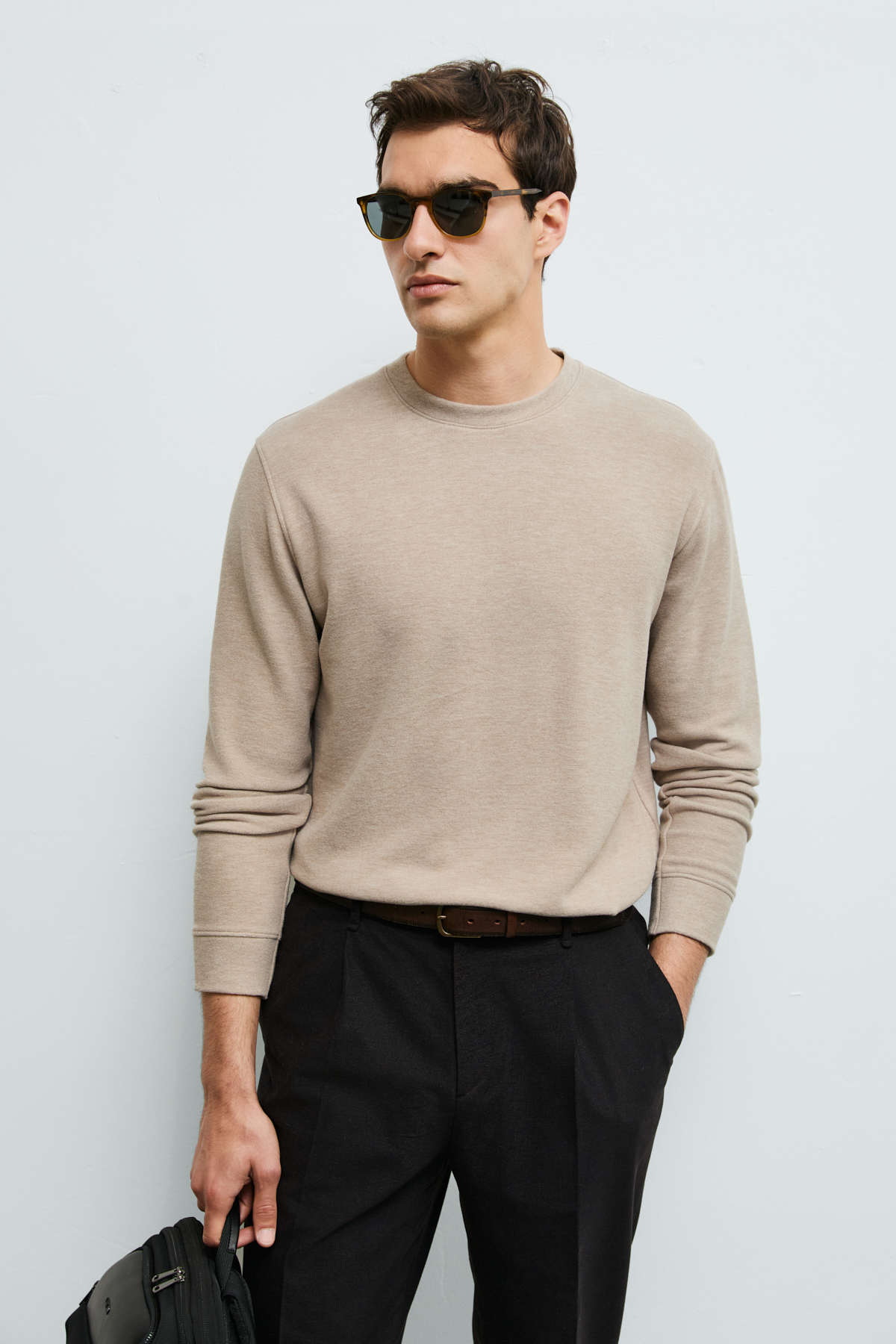 Mason Men's Long Sleeve T-Shirt Beige - LUFIAN