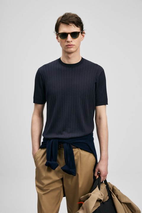 Mateo Men's Coolmax® Sweater Dark Navy Blue - LUFIAN