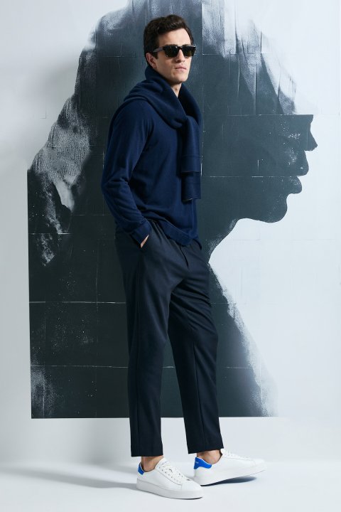 Maxıma Smart Men's Chino Pants Slim Fit Navy Blue - LUFIAN