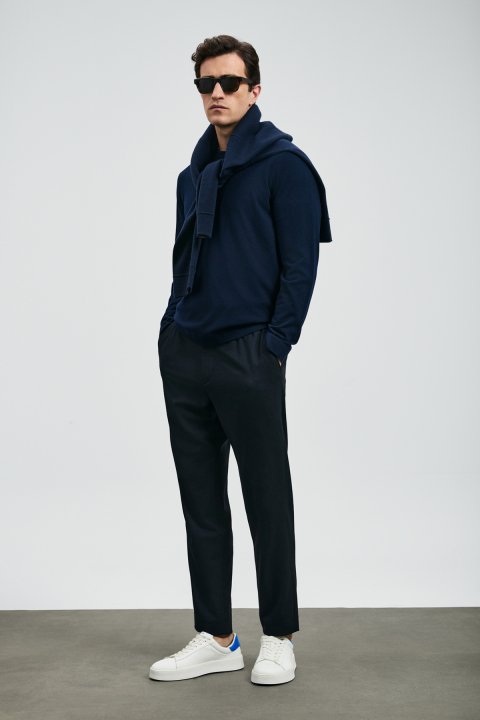 Maxıma Smart Men's Chino Pants Slim Fit Navy Blue - LUFIAN