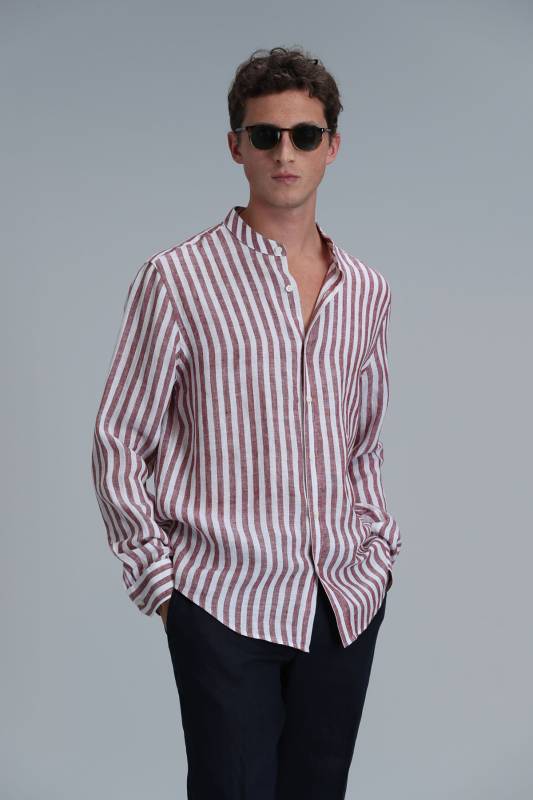 Men Basic Shirt Comfort Fit Burgundy - 1